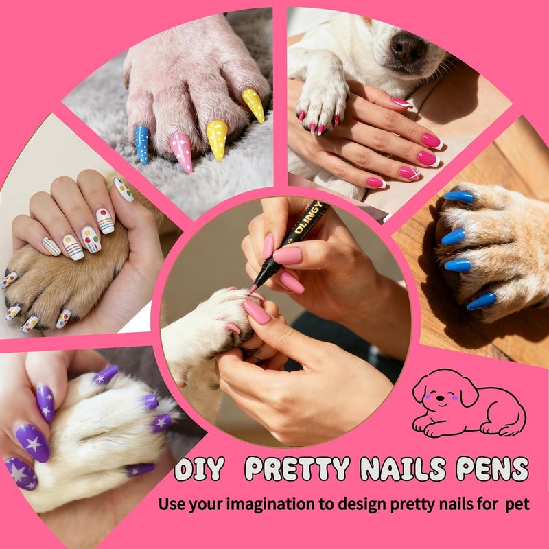 OLINGYOU Dog Nail Art Pens,Nail Art Markers for Dog-6 Colors & 20 Pcs Dog Bowknot Hair Bows, DIY Nails for Pet, Dog Safe Nail Polish Non Toxic, Odorless, Easy to Apply - Image 3